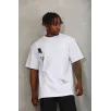 Unisex Oversize Baskılı Bisiklet Yaka T-Shirt - Beyaz Unisex Oversize Baskılı Bisiklet Yaka T-Shirt - Beyaz