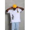 Unisex Oversize Baskılı Bisiklet Yaka T-Shirt - Beyaz Unisex Oversize Baskılı Bisiklet Yaka T-Shirt - Beyaz