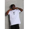 Unisex Oversize Baskılı Bisiklet Yaka T-Shirt - Beyaz Unisex Oversize Baskılı Bisiklet Yaka T-Shirt - Beyaz