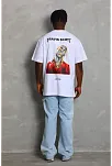 Erkek Baskılı Tişort Kısa Kol Bisiklet Yaka Ovarsize T-shirt -  Beyaz