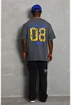 Erkek Baskılı Tişort Kısa Kol Bisiklet Yaka Ovarsize T-shirt -  Füme