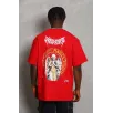 Unisex Oversize Baskılı Bisiklet Yaka T-Shirt - Kırmızı Unisex Oversize Baskılı Bisiklet Yaka T-Shirt - Kırmızı