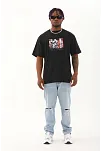 Erkek Baskılı T-shirt Kısa Kol Bisiklet Yaka Regular Fit Rahat Kalıp Günlük Tişört - Siyah