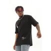 Unisex Oversize Baskılı Bisiklet Yaka T-Shirt - Siyah Unisex Oversize Baskılı Bisiklet Yaka T-Shirt - Siyah