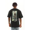 Unisex Oversize Baskılı Bisiklet Yaka T-Shirt - Siyah Unisex Oversize Baskılı Bisiklet Yaka T-Shirt - Siyah