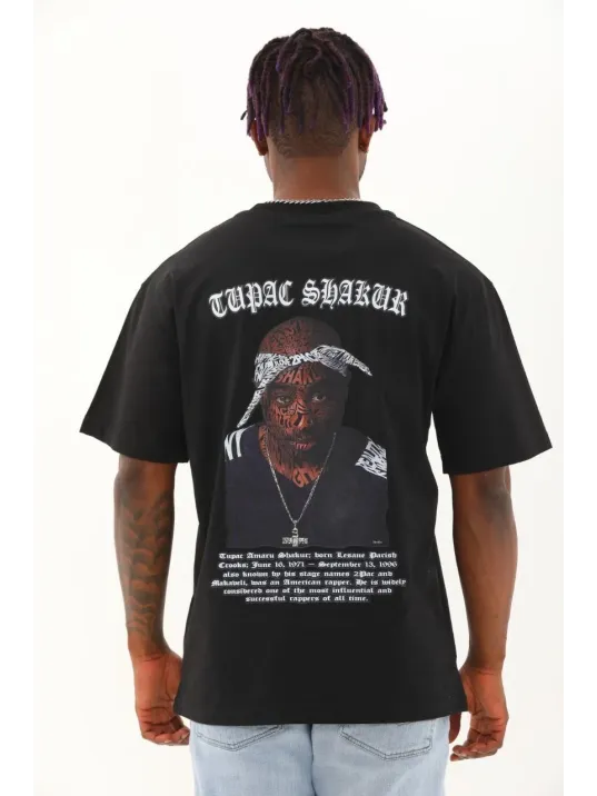 Unisex Oversize Baskılı Bisiklet Yaka T-Shirt - Siyah Unisex Oversize Baskılı Bisiklet Yaka T-Shirt - Siyah