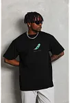Erkek Kısa Kol Baskılı Bisiklet Yaka T-shirt - Siyah