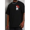 Unisex Oversize Baskılı Bisiklet Yaka T-Shirt - Siyah Unisex Oversize Baskılı Bisiklet Yaka T-Shirt - Siyah