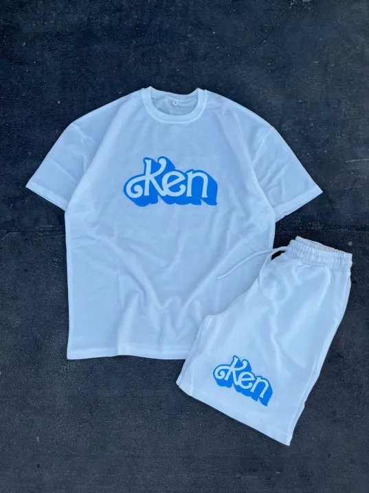 Erkek Baskılı İkili Şort Takım - Beyaz Erkek Baskılı İkili Şort Takım - Beyaz