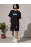 Erkek Baskılı İkili Şort Takım - Siyah Erkek Baskılı İkili Şort Takım - Siyah