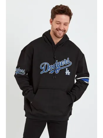 Erkek Baskılı Kapşonlu Üç İplik Oversize Sweatshirt - Siyah Erkek Baskılı Kapşonlu Üç İplik Oversize Sweatshirt - Siyah