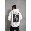 Erkek Baskılı Kapüşonlu Sweat - Beyaz
