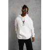Erkek Baskılı Kapüşonlu Sweat - Beyaz