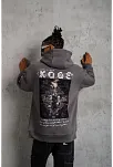 Erkek Baskılı Kapüşonlu Sweat - Gri