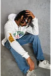 Erkek Baskılı Kapüşonlu Sweatshirt - Beyaz