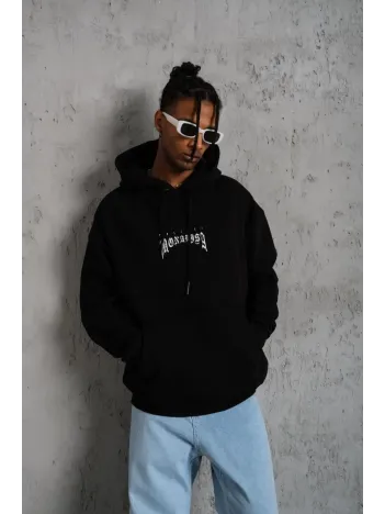 Erkek Baskılı Kapüşonlu ve Kanguru Cepli Sweat - Siyah Erkek Baskılı Kapüşonlu ve Kanguru Cepli Sweat - Siyah