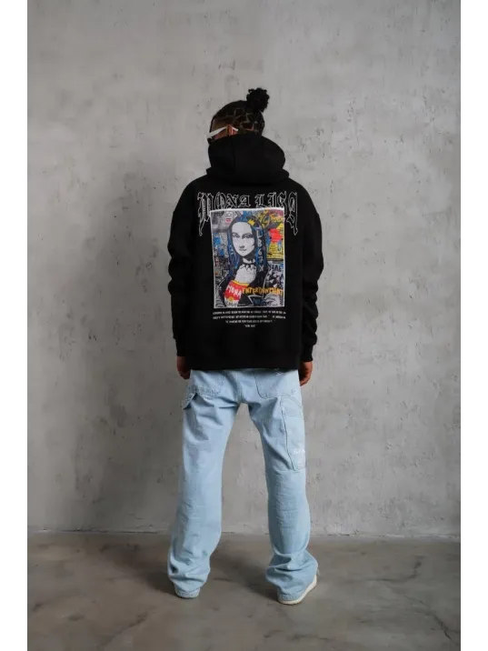 Erkek Baskılı Kapüşonlu ve Kanguru Cepli Sweat - Siyah Erkek Baskılı Kapüşonlu ve Kanguru Cepli Sweat - Siyah