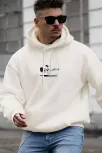 Erkek Baskılı Kapüşonlu Ve Kordon İpli Sweat - Beyaz Erkek Baskılı Kapüşonlu Ve Kordon İpli Sweat - Beyaz
