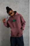 Erkek Baskılı Kapüşonlu Ve Kordon İpli Sweat - Gül Kurusu