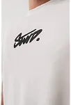Erkek Baskılı Oversize T-shirt - Beyaz
