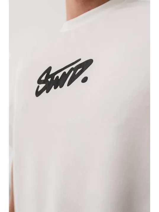 Erkek Baskılı Oversize T-shirt - Beyaz Erkek Baskılı Oversize T-shirt - Beyaz
