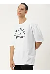Erkek Baskılı Oversize T-shirt - Beyaz