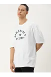 Erkek Baskılı Oversize T-shirt - Beyaz