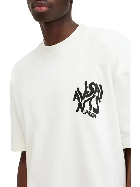 Erkek Baskılı Oversize T-shirt - Beyaz