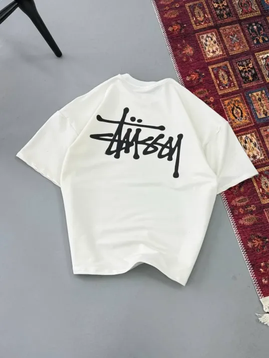 Erkek Baskılı Oversize T-shirt - Beyaz Erkek Baskılı Oversize T-shirt - Beyaz