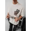 Erkek Baskılı Oversize T-shirt - Beyaz Erkek Baskılı Oversize T-shirt - Beyaz