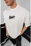 Erkek Baskılı Oversize T-shirt - Beyaz