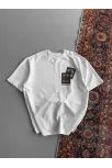 Erkek Baskılı Oversize T-shirt - Beyaz