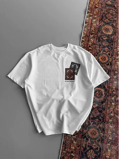 Erkek Baskılı Oversize T-shirt - Beyaz