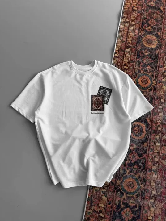 Erkek Baskılı Oversize T-shirt - Beyaz Erkek Baskılı Oversize T-shirt - Beyaz