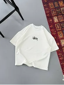 Erkek Baskılı Oversize T-shirt - Beyaz