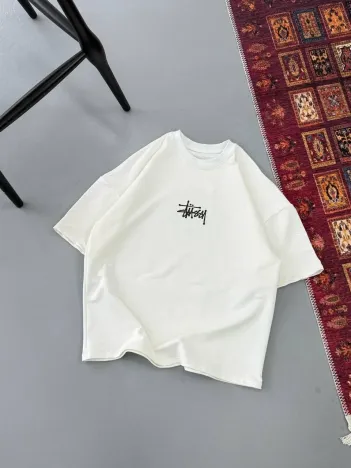 Erkek Baskılı Oversize T-shirt - Beyaz Erkek Baskılı Oversize T-shirt - Beyaz
