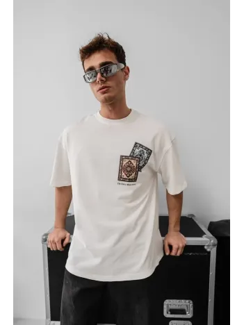 Erkek Baskılı Oversize T-shirt - Beyaz Erkek Baskılı Oversize T-shirt - Beyaz