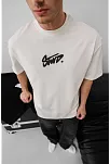 Erkek Baskılı Oversize T-shirt - Beyaz