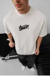 Erkek Baskılı Oversize T-shirt - Beyaz