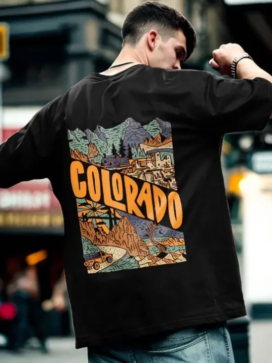 Erkek Baskılı Oversize T-shirt - Siyah Erkek Baskılı Oversize T-shirt - Siyah