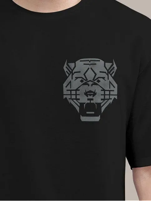 Erkek Baskılı Oversize T-shirt - Siyah