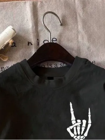 Erkek Baskılı Oversize T-shirt - Siyah