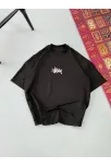 Erkek Baskılı Oversize T-shirt - Siyah