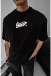Erkek Baskılı Oversize T-shirt - Siyah