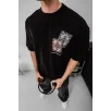 Erkek Baskılı Oversize T-shirt - Siyah Erkek Baskılı Oversize T-shirt - Siyah