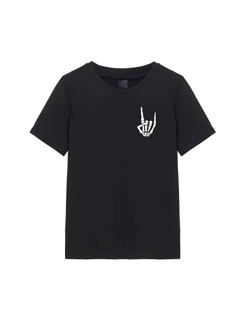Erkek Baskılı Oversize T-shirt - Siyah