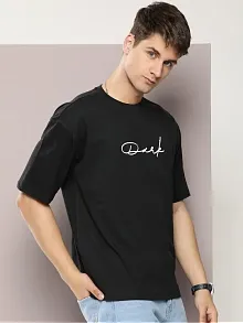 Erkek Baskılı Oversize T-shirt - Siyah