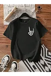 Erkek Baskılı Oversize T-shirt - Siyah