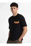 Erkek Baskılı Oversize T-shirt - Siyah