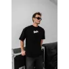 Erkek Baskılı Oversize T-shirt - Siyah
